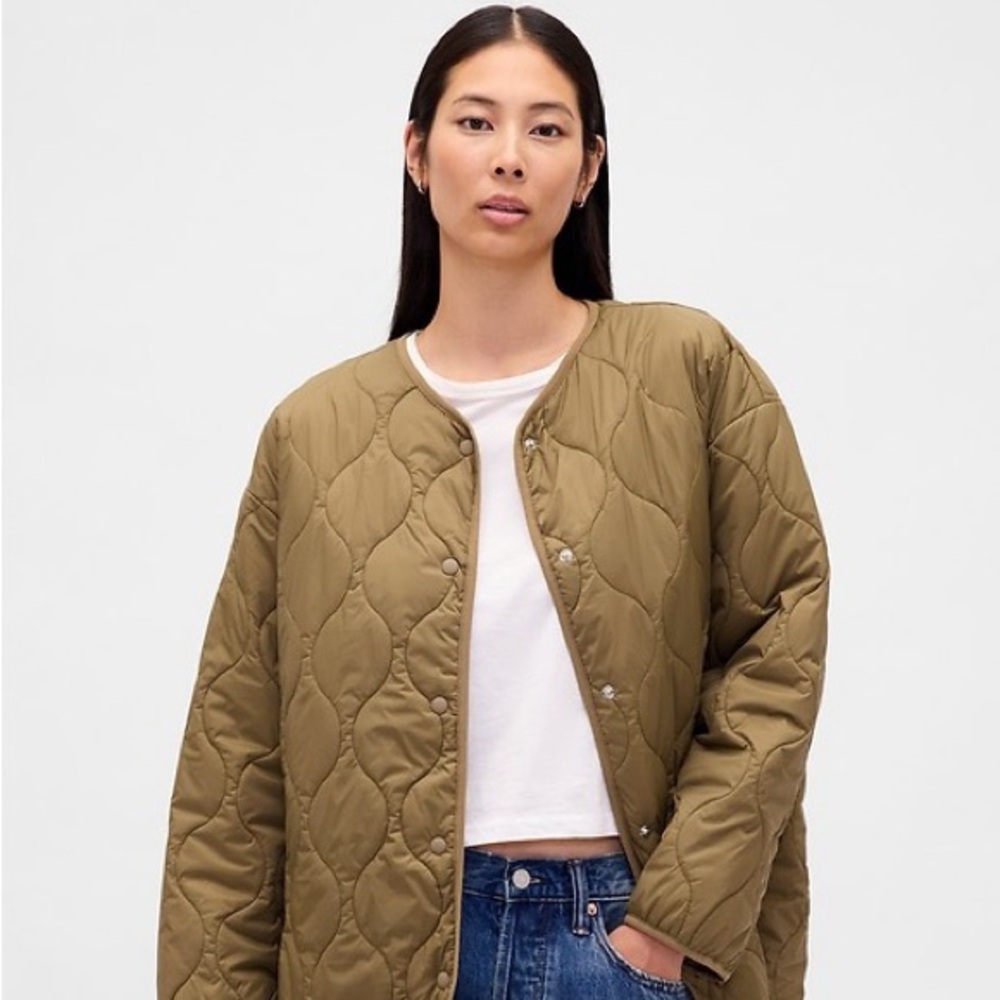 GAP Women's Olive Quilted Puffer Coat